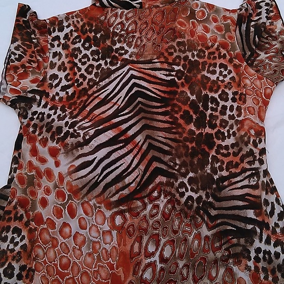 Elementz Animal Print Top Tunic Bead Embellished - Picture 5 of 8